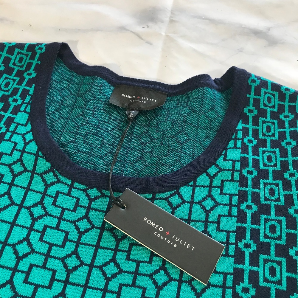 Romeo + Juliet Couture Teal Geometric SweaterDress - Picture 3 of 7